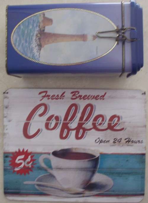 Tin + Coffee Sign - Vintage