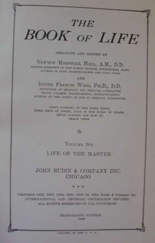 Bible/Book - Life Of The Master - Vol 6 -  1946