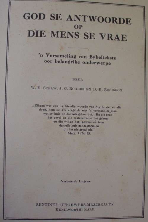 Bible/Book - God Se Antwoorde Op Mense Se Vrae - Undated