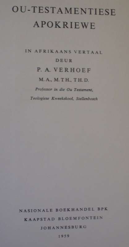 Bible - Ou Testamentiese Apokriewe - 1959