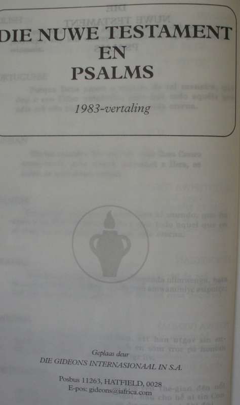 Bible - Die Nuwe Testament And Psalms - 1983 - Gideons - B