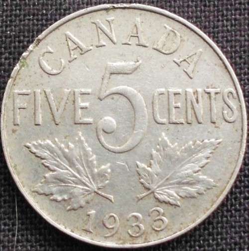 Coin - Canada - 5 Cents - 1933