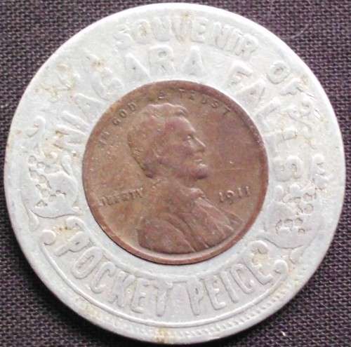 Token - Niagara Falls - With USA Lincoln Coin 1911- Vintage