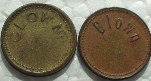 Token x 2 - Clown - Circus/Amusement - Vintage