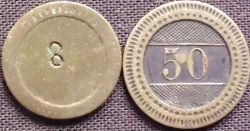 Token x 2 - France - Brass - Vintage