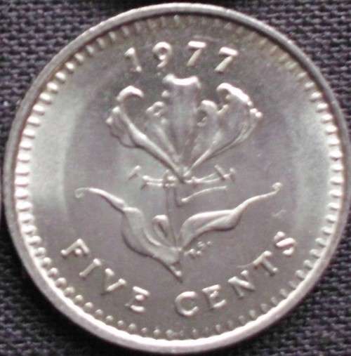 Coin - Rhodesia - 5 cents - 1977 - UNC
