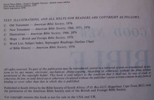 Bible - Good News Bible - 1978 - Excellent