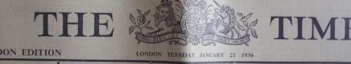 Newspaper - The Times - London - 1936 - + Insert George V