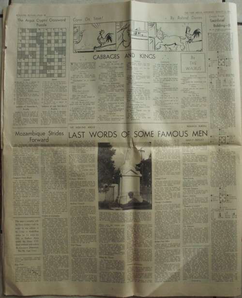 Newspaper - The Weekend Argus - 1939 - WW2
