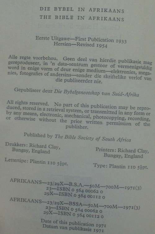 Bible - Die Bybel - 1933/1971 - Pocket - Rare