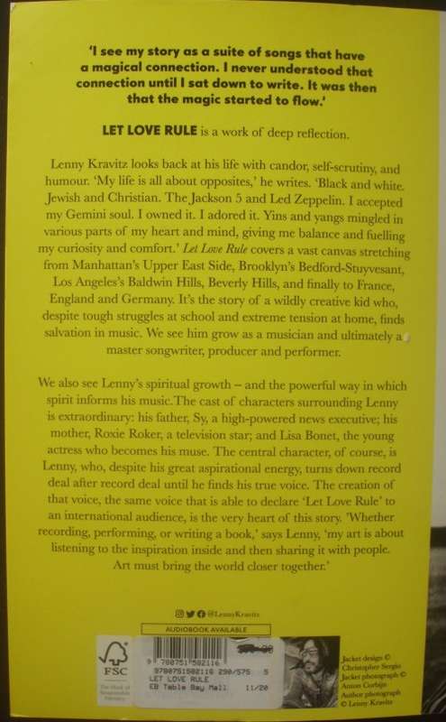 Book - Let Love Rule - Lenny Kravitz - 2020