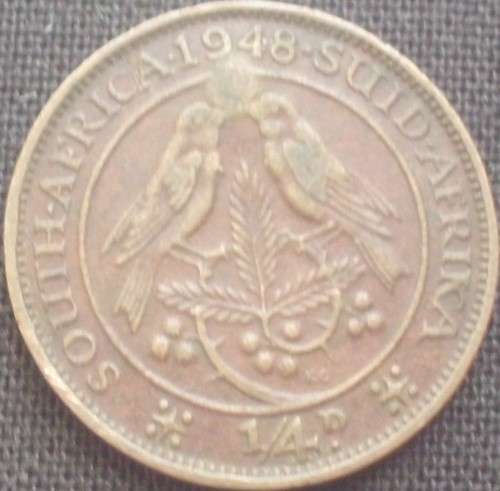 Coin - SA Union - Farthing - 1948 - Red