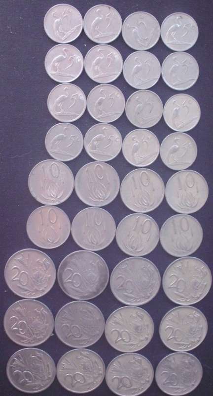 Coin - RSA x 36 - 5c/10c/20c - 80s - AZ