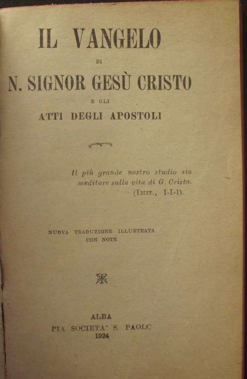 Bible - The Gospel Of The Apostles - Il Vangelo - 1924 - Italy