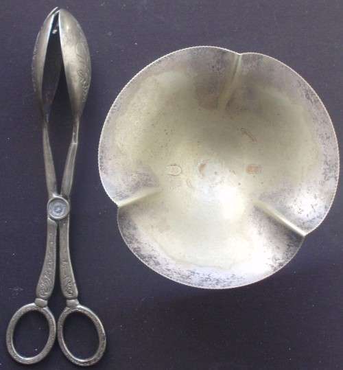 Gholf Bowl - Silverplated + Salad Tong - Vintage