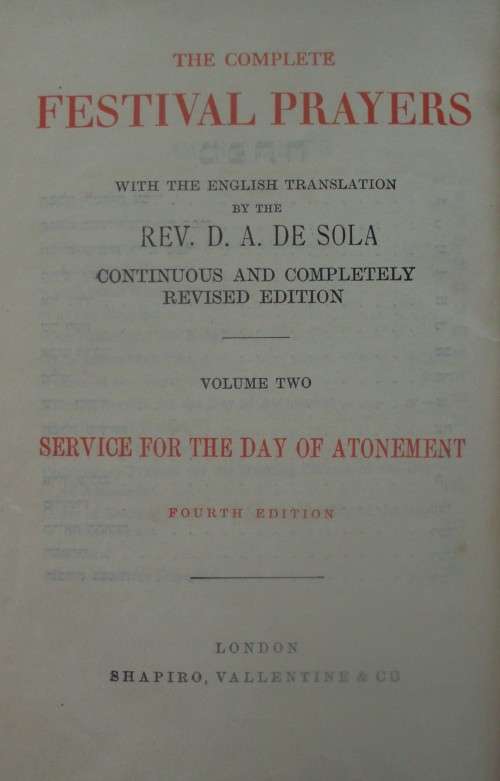 Bible/Book - Day Of Atonement x 2 - Jewish - Vintage