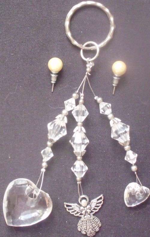 Keyring - Religious + Pearl Type Earrings