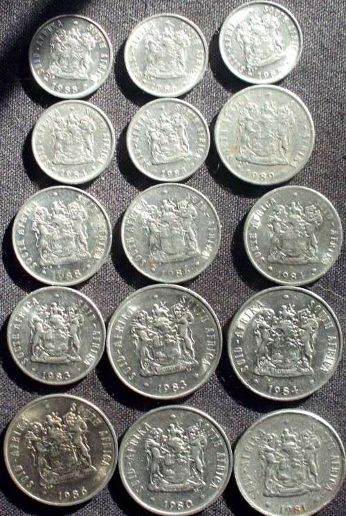 Coin - RSA 5c/10c/20c x 15 - 1970s/80s - AZ