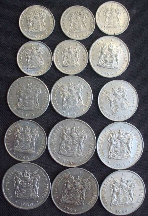 Coin - RSA 5c/10c/20c x 15 - 1970s/80s - CZ