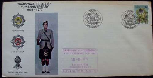 FDC - Transvaal Scottish 75th anniversary 1977 - Scarce