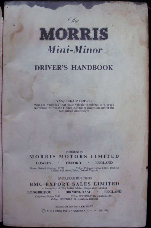 Owners Manual - Morris Mini Minor - Scarce