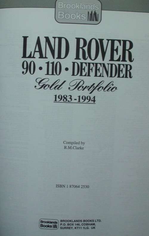 Workshop Manual - Landrover - 90/110 Defender - Gold Portfolio