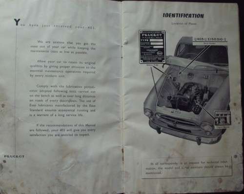 Owners Manual - Peugot 403 - Vintage
