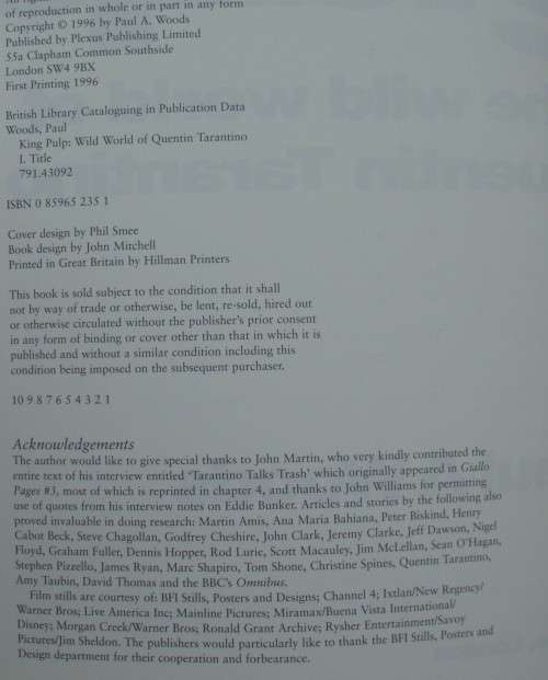 Book - King Pulp - Quinton Tarantino - 1996