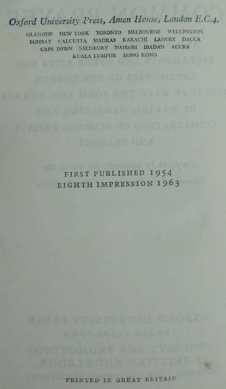 Bible - The Book of Common Prayer - 1963