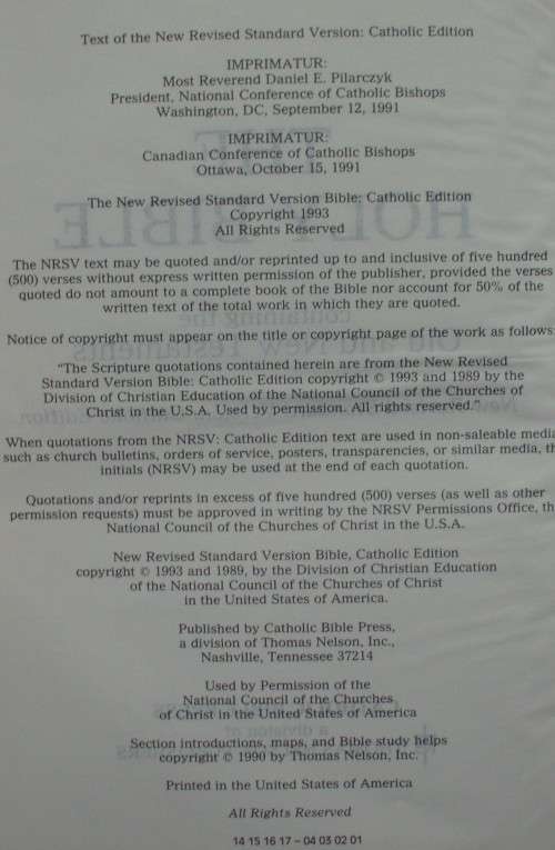 Bible - The Holy Bible - NRSV - The Catholic Edition - 1993