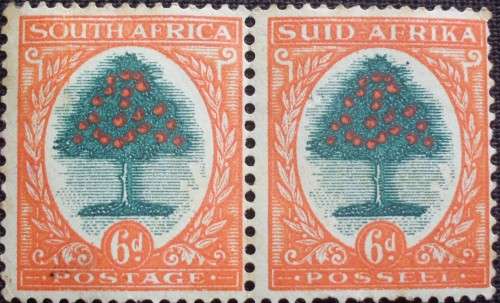 Stamp - SG 61 - Union Of SA - 1937 Orange Tree - 6D - Pair