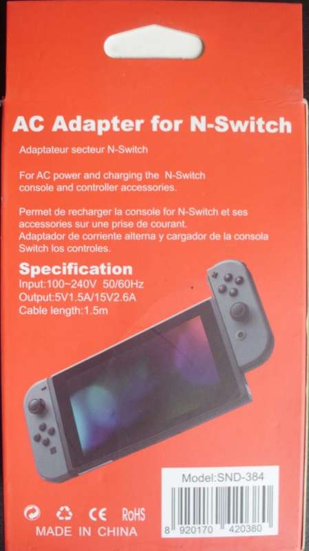 Nintendo Switch Charger/Power Supply Type C - 5V 1,5V / 15V 2,6A