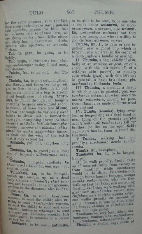 Book - Dictionary Nyanja Language - 1929