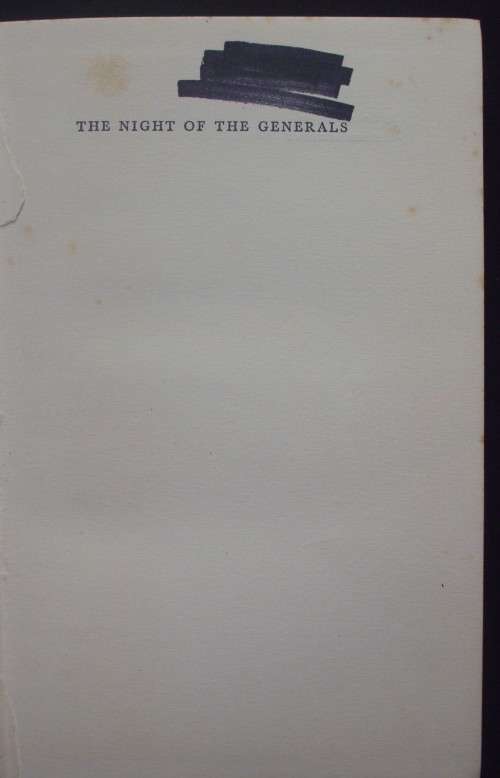 Book - The Night Of The Generals - Hans Kirst - 1963 - 1st ed