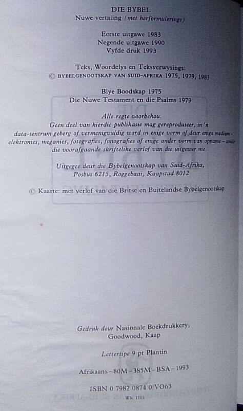 Bible - Die Bybel - 1993