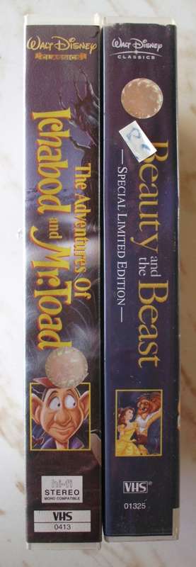 VHS Tapes x 2 - Walt Disney - Beauty And The Beast 2002/The Adventures Of Ichabod And Mr. Toad 2000