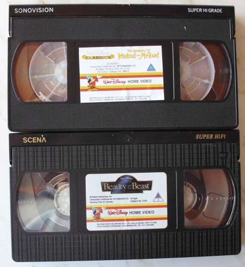 VHS Tapes x 2 - Walt Disney - Beauty And The Beast 2002/The Adventures Of Ichabod And Mr. Toad 2000