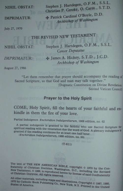 Bible - The New American Bible - St Josephs Edition - 1987 - Catholic