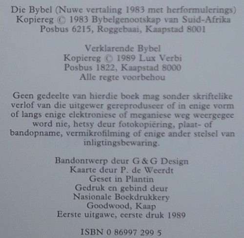 Bible - Verklarende Bybel - 1989 - Extra Large [A]