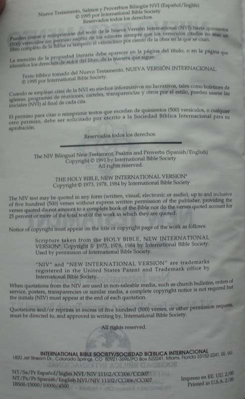 Bible - The New Testament In Spanish/English - 1995
