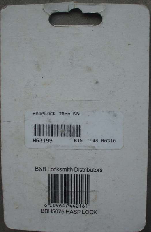 Hasp Lock + Key 75mm - Sealed