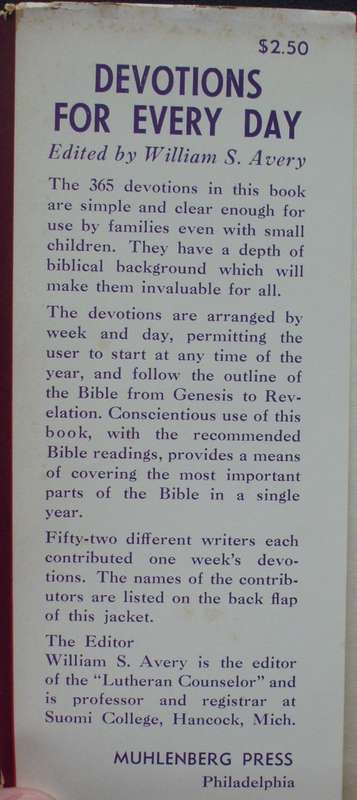 Bible/Book - Devotions For Every Day - William S Slavery - 1961