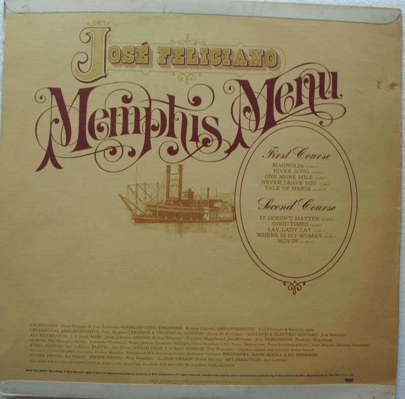 LP Vinyl - Jose Feliciano - Memphis Menu - Near Mint