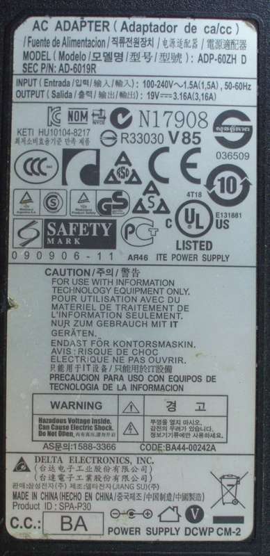 Charger - Delta - 19V 3.16A 40W - Used