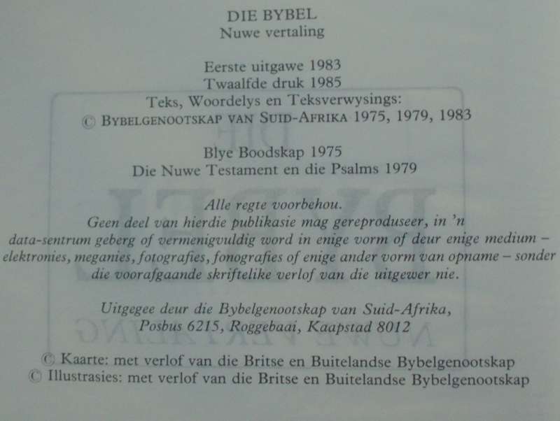 Bible - Die Bybel - 1985