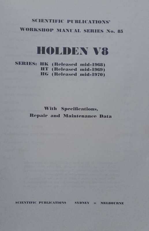 Workshop Manual - Holden V8 - Scarce