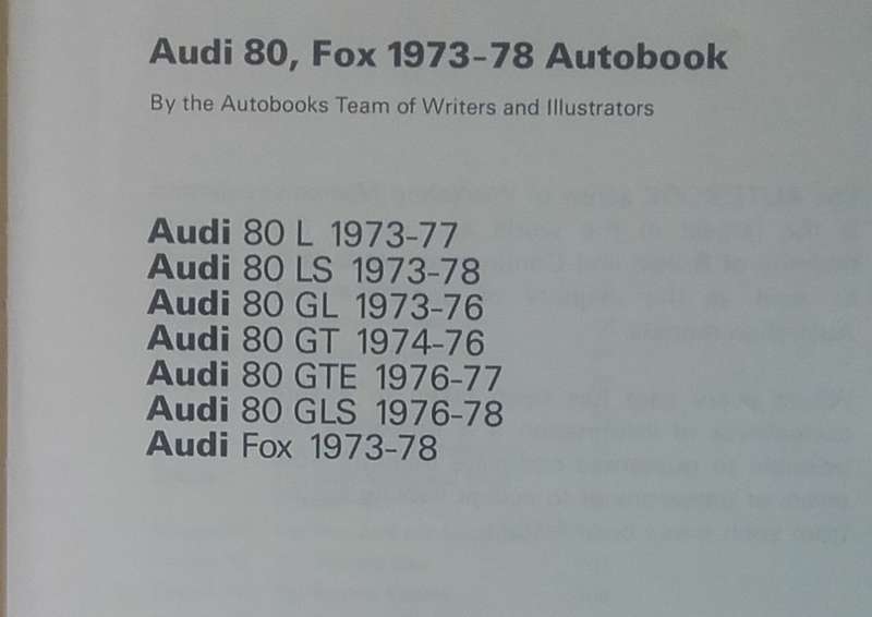 Workshop Manual - Audi 80/Audi Fox - 1973/1978 - Scarce