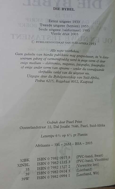 Bible - Die Bybel - Pocket - 2003