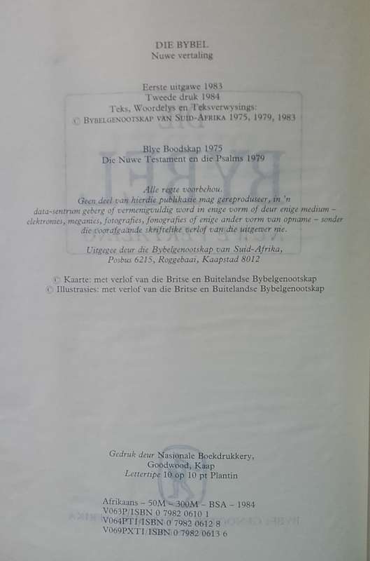 Bible - Die Bybel - 1984 + Cover