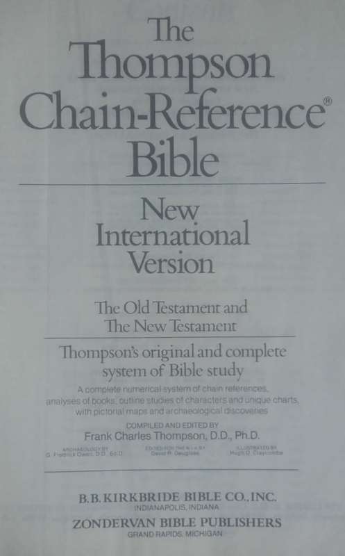 Bible - The Thompson Chain-Reference Bible - NIV - Zondervan - 1983